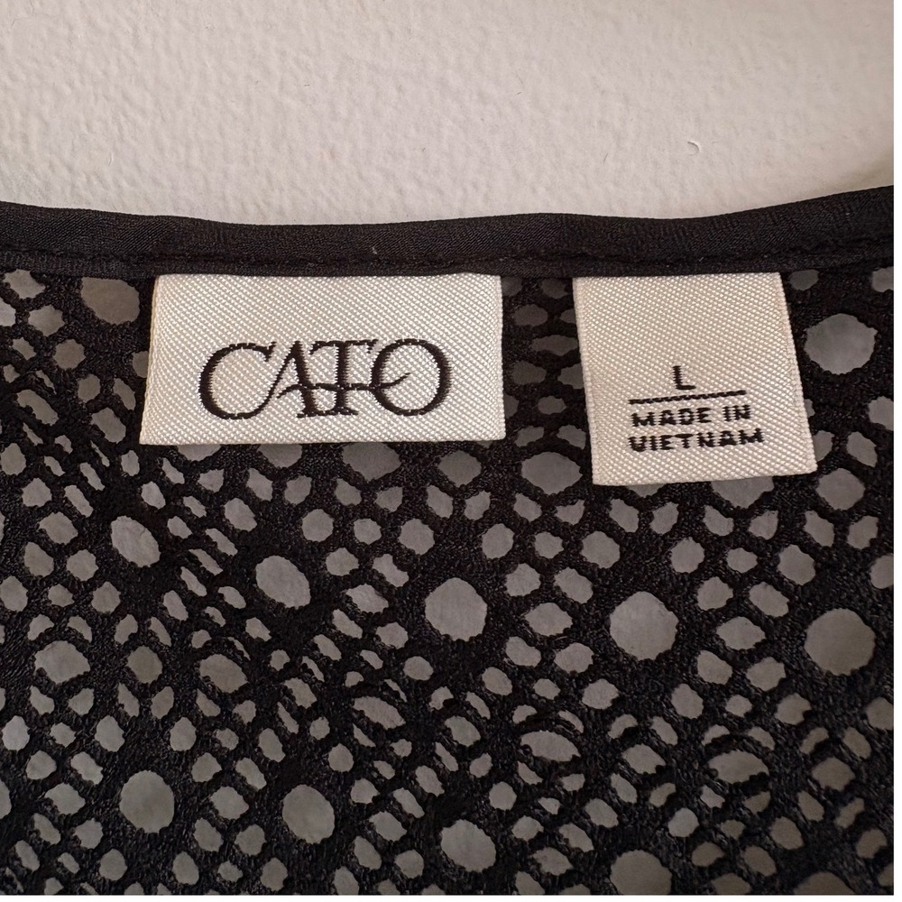 Cato Womens Black Crochet Knit Short Sleeve Scoop Neck Blouse Top Large - Picture 5 of 6